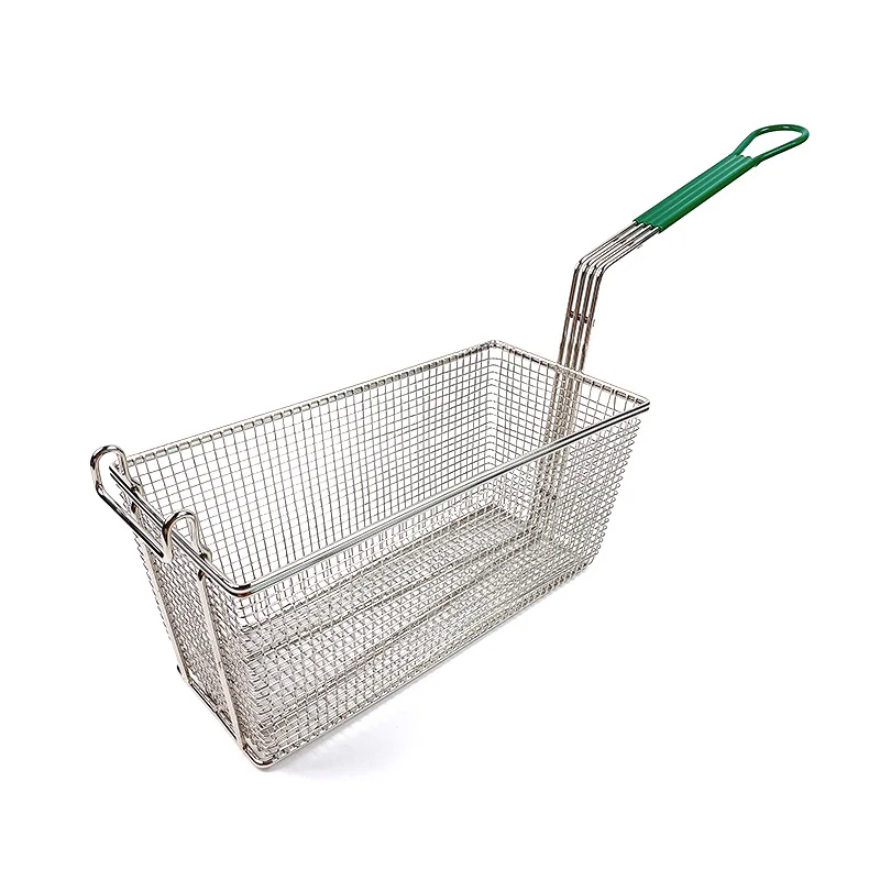 round stainless steel foldable fry wire mesh basket sink strainer rectangle iron potato chips frying basket