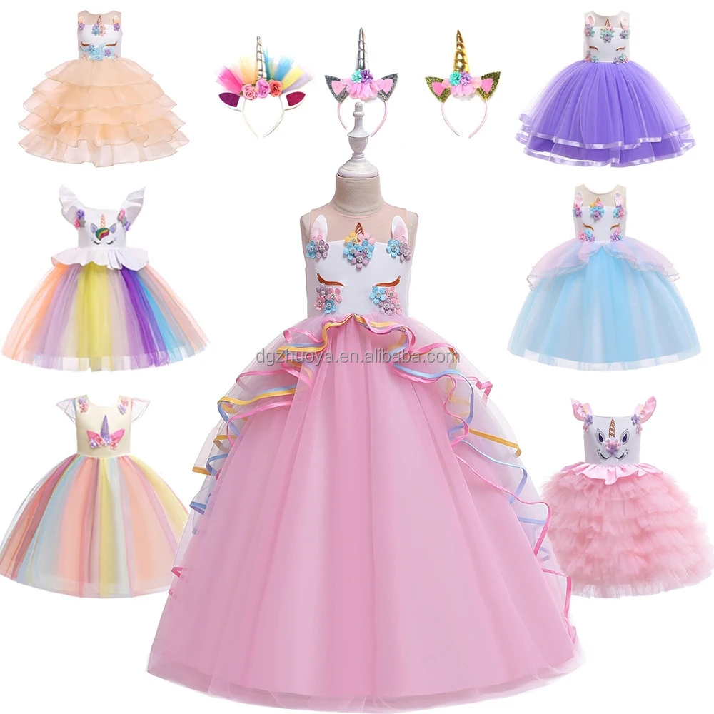 Children's Girls Wedding Gown Dress Princess Evening Party Dress Flower ...