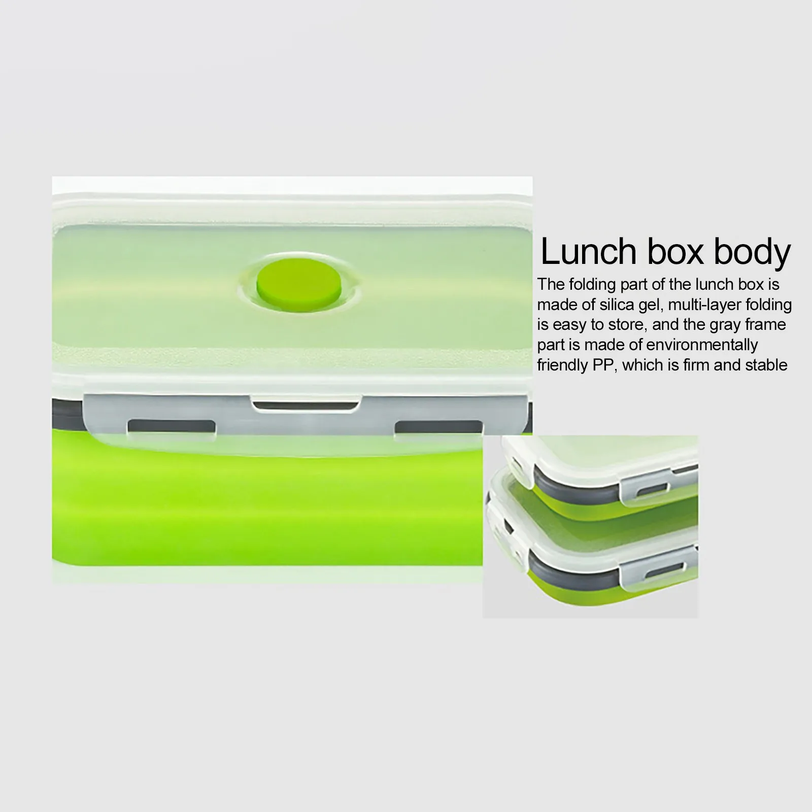 Silicon Folding Lunch Box Set Fruit Storage Refrigerator Freshkeep Foldable Lunch Box Silicone