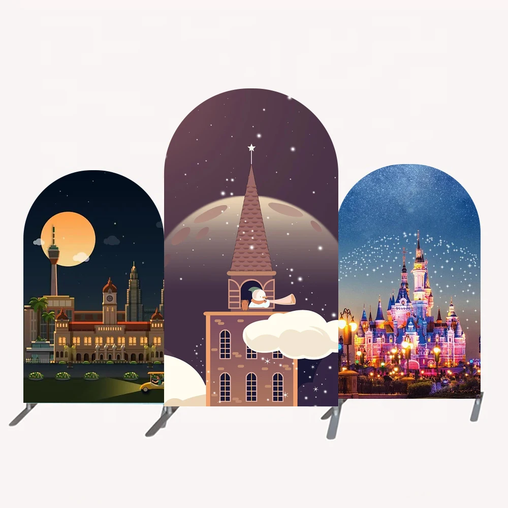 Простой в сборке алюминиевый трубчатый каркас из полиэстерной ткани круглый арочный фон для вечеринки