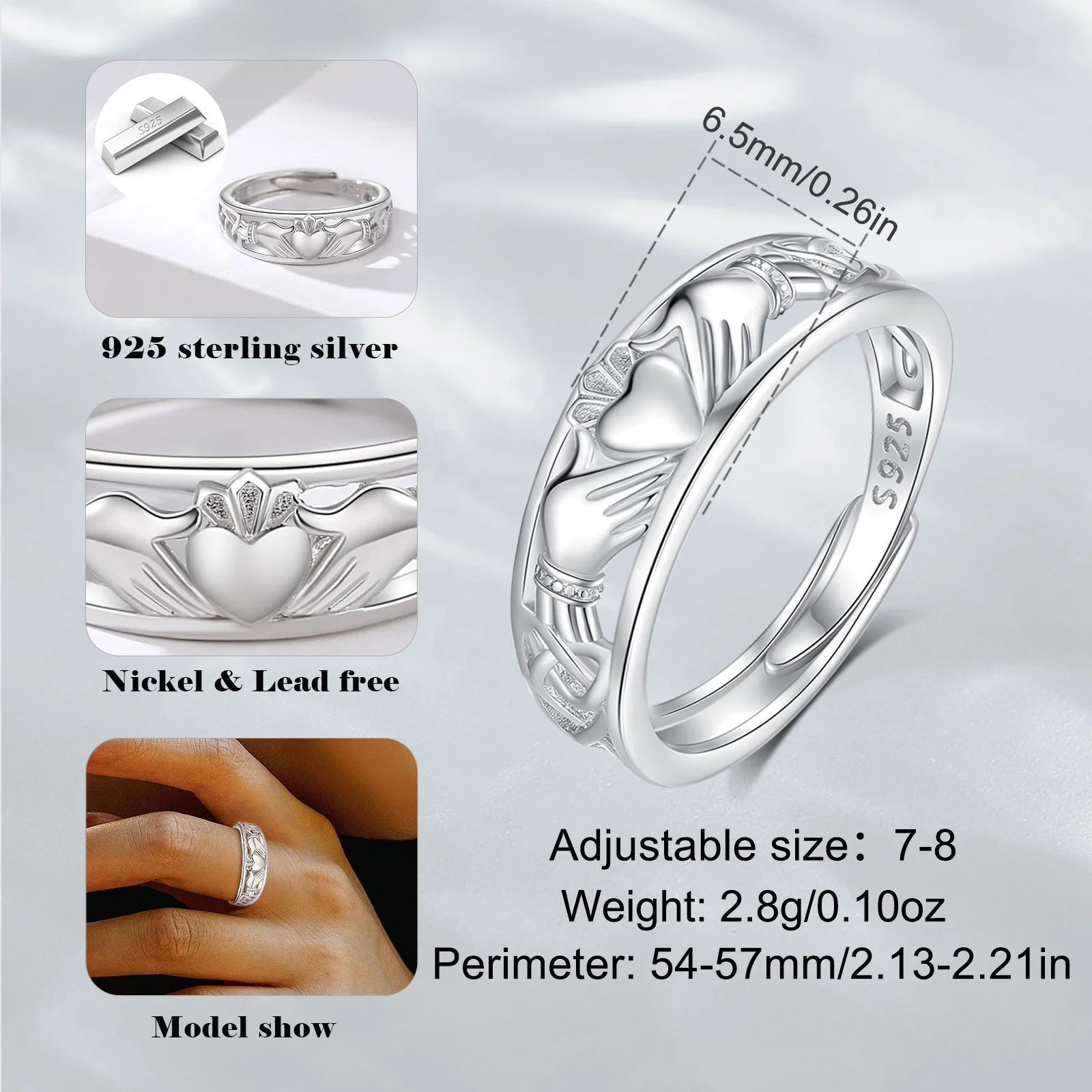 Wholesale Price Ring 925 Sterling Silver Jewelry Irish Claddagh