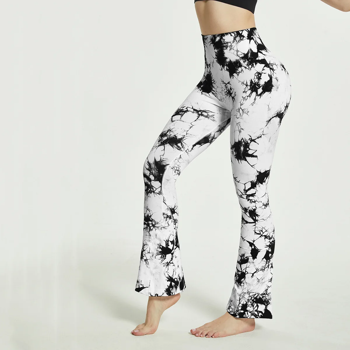 product high waist yoga pants seamless tie dyed yoga leggings bell bottoms leggings wide leg sports fitness yoga pants-58