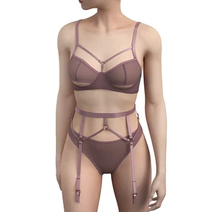 Manufacturer's Sexy Breathable Padded Push-Up Bra Set Seamless Lace Lingerie with Embroidery & Button Decoration