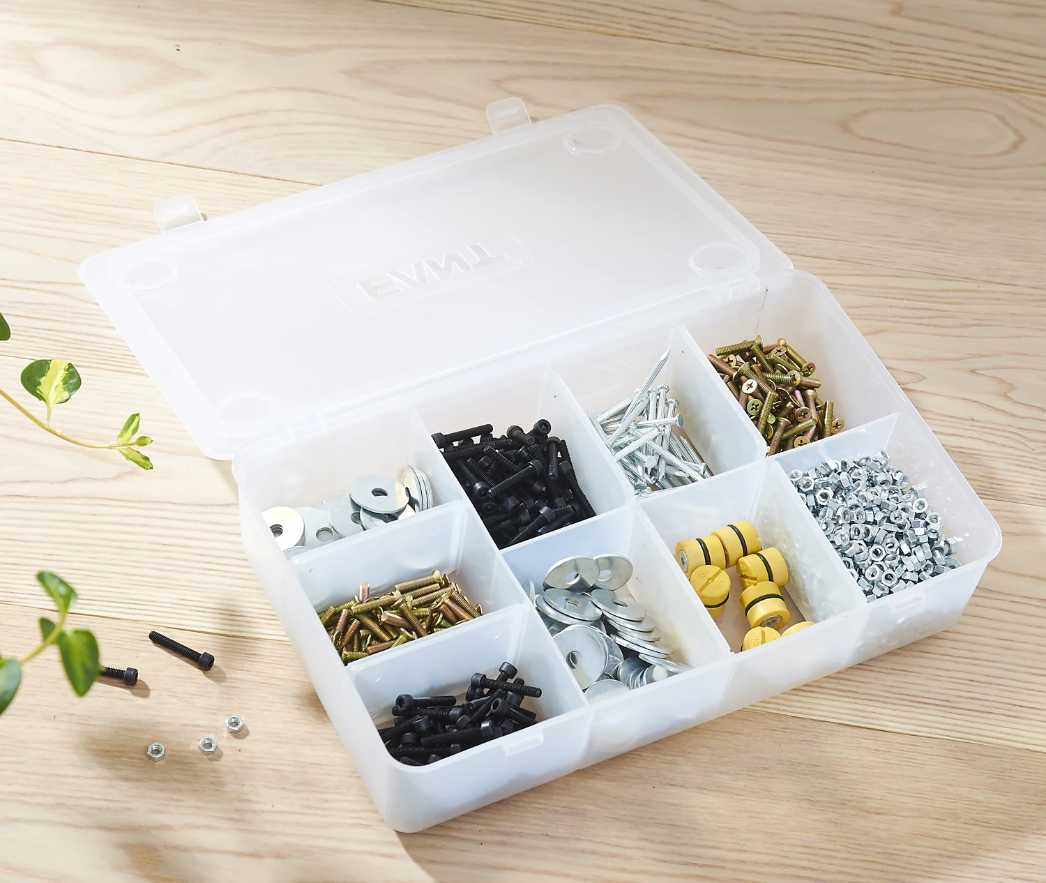 Plastic Transparent Multi Compartment Storage Box with Lid