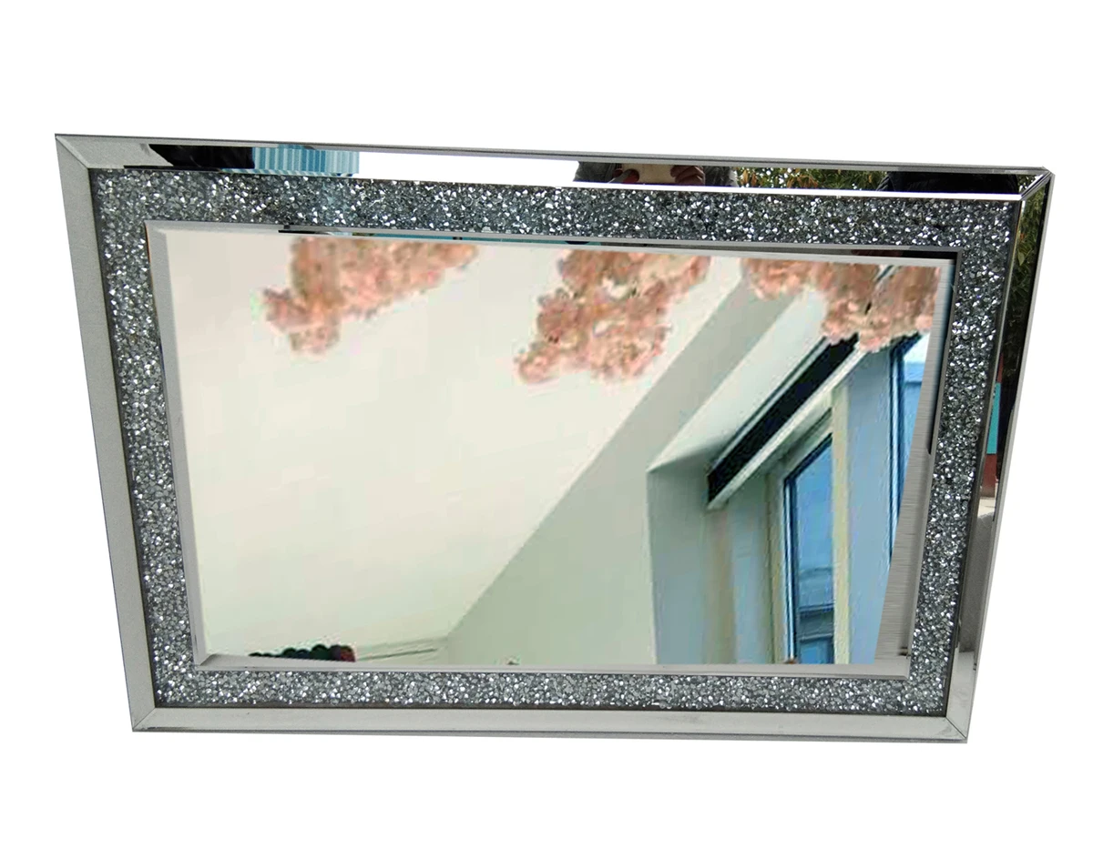 Sparkly Rectangle Crushed Diamond Decorative Bling Wall Mirror