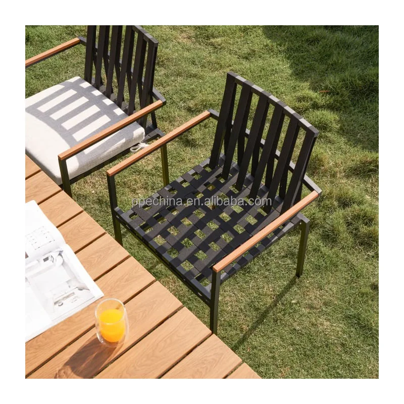 Modern new aluminum outdoor garden furniture dinning set rectangular outdoor dinning table and chair