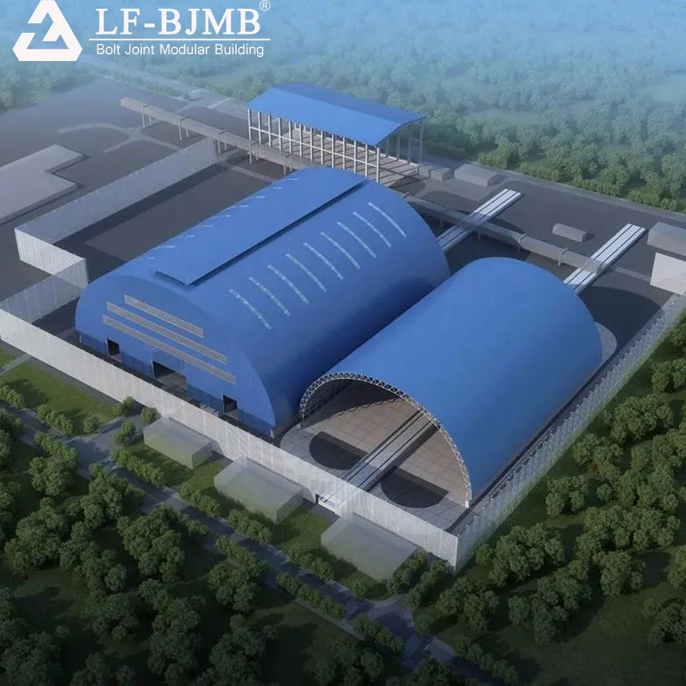 LF Arch Steel  Roof Structure Dry Shell Bunker Building Space Frame Truss Coal Storage Shed Manufacturer for Power Plant
