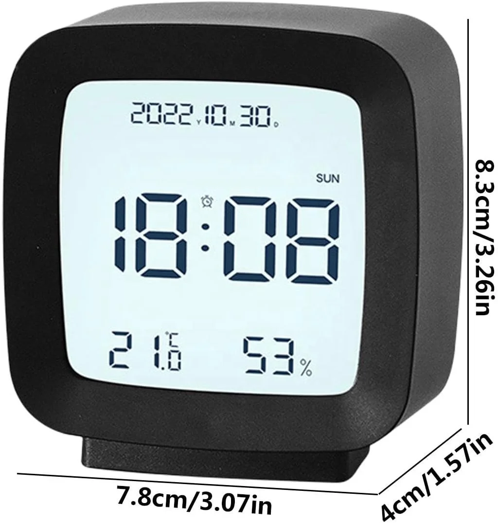 Mini Voice Control Digital Night Light Office Kids Table Desk Alarm Clock With Temperature and Humidity Display