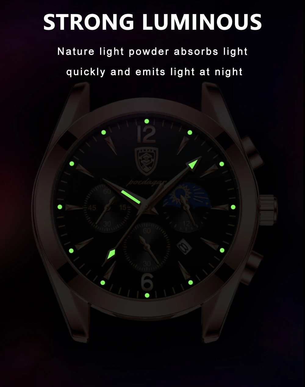 POEDAGAR 829 Fashion Luxury Design Customize Best Selling Waterproof Multifunction Men Quartz Watches with Stainless Steel Band