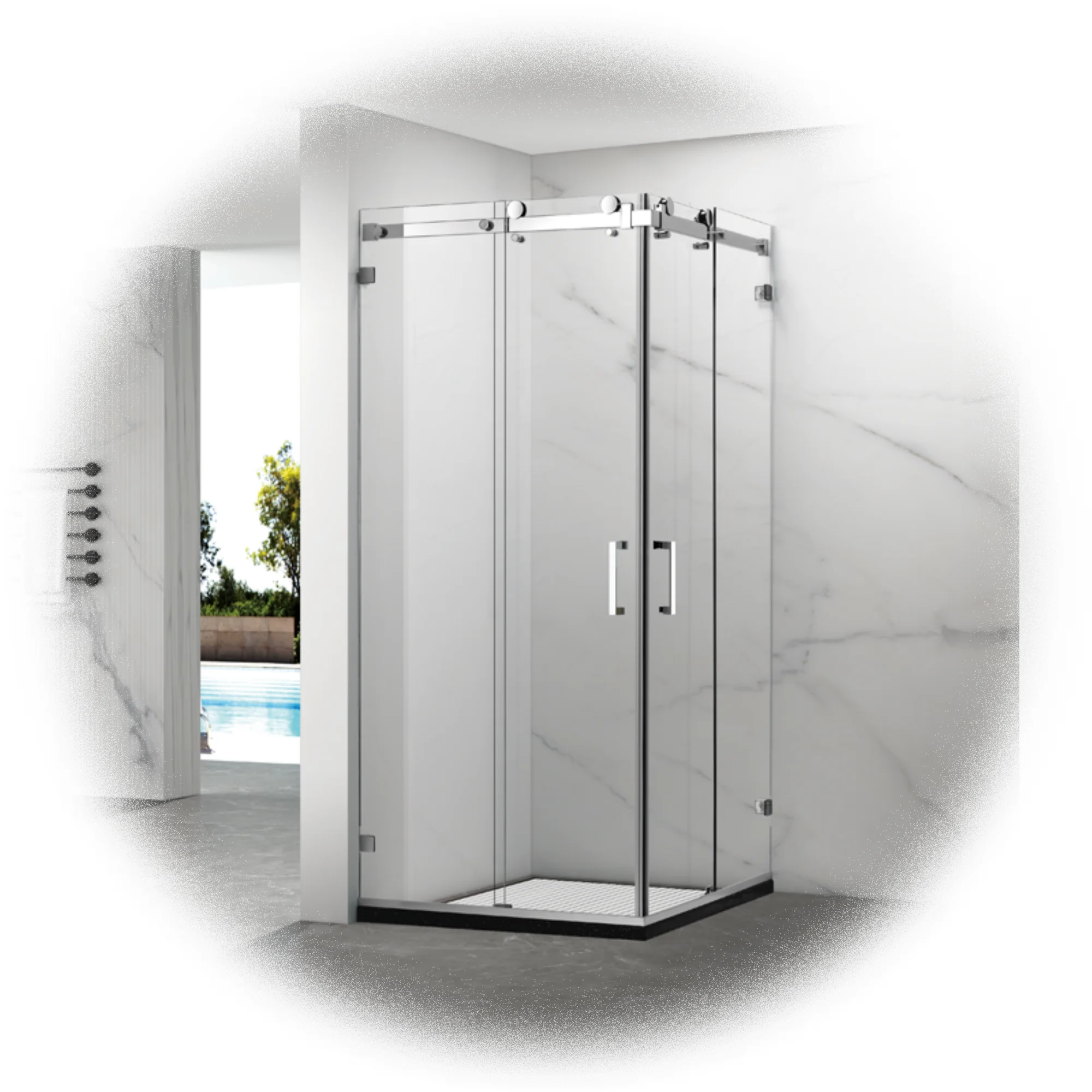 Европейский Хит продаж, Современная душевая кабина, бескаркасные стеклянные квадратные раздвижные двери для душа
