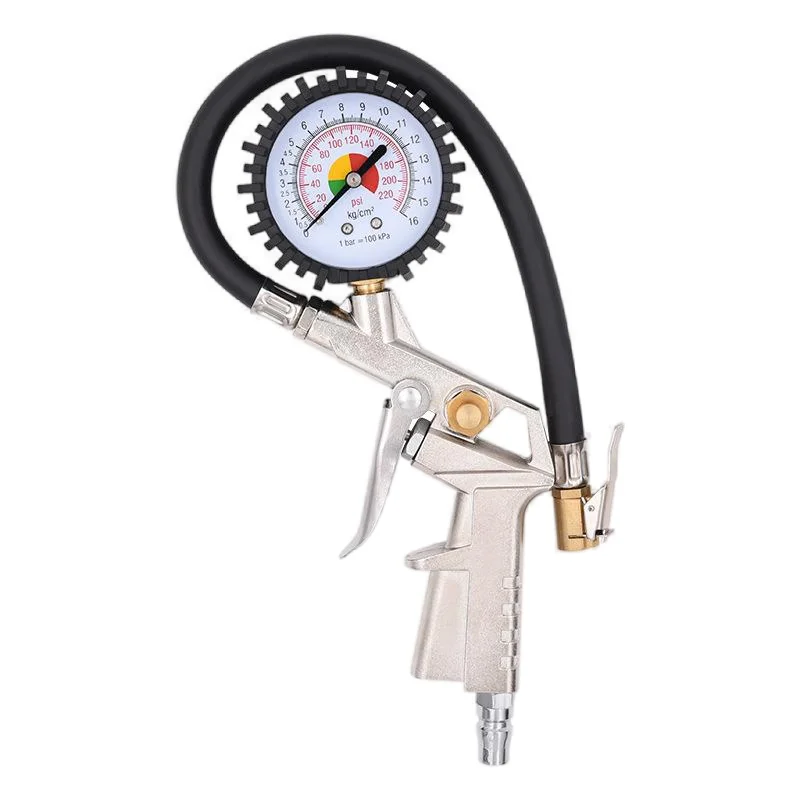 High Precision LED Liquid Crystal Digital Display Tire Pressure Gauge Metal Car Tire Inflation Gun Fixed Type Pencil Shaped