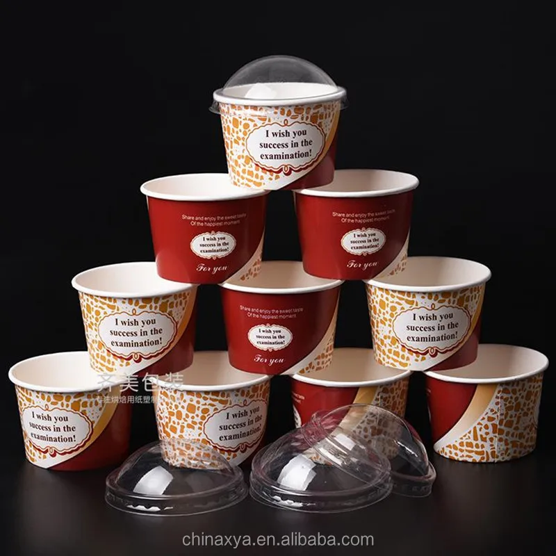 Factory-Made Eco-Friendly Biodegradable Paper Cups 4 6 8 12 Oz Disposable Food Grade Packaging Tub for Yogurt Ice Cream