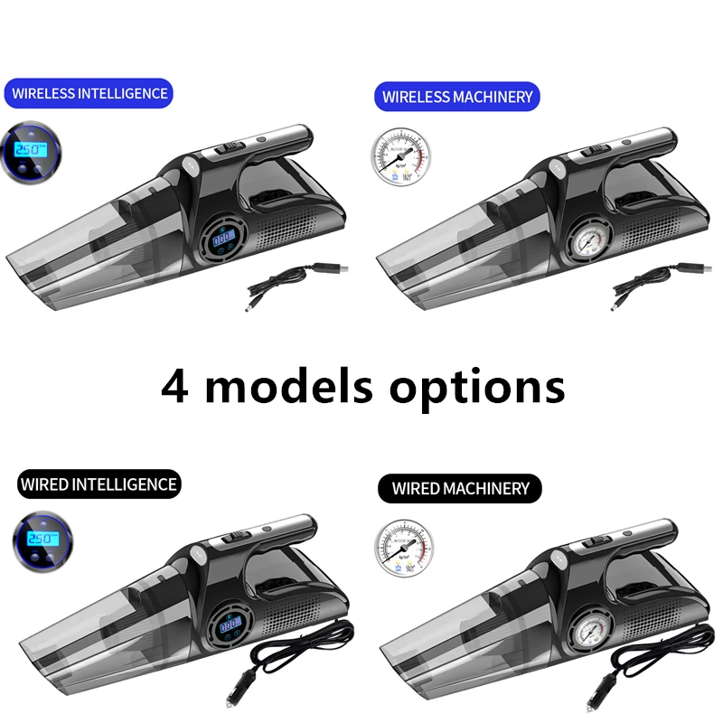 4 In 1 Wired Charging 6000pa Car Vacuum Cleaner Air Pump Powerful Auto