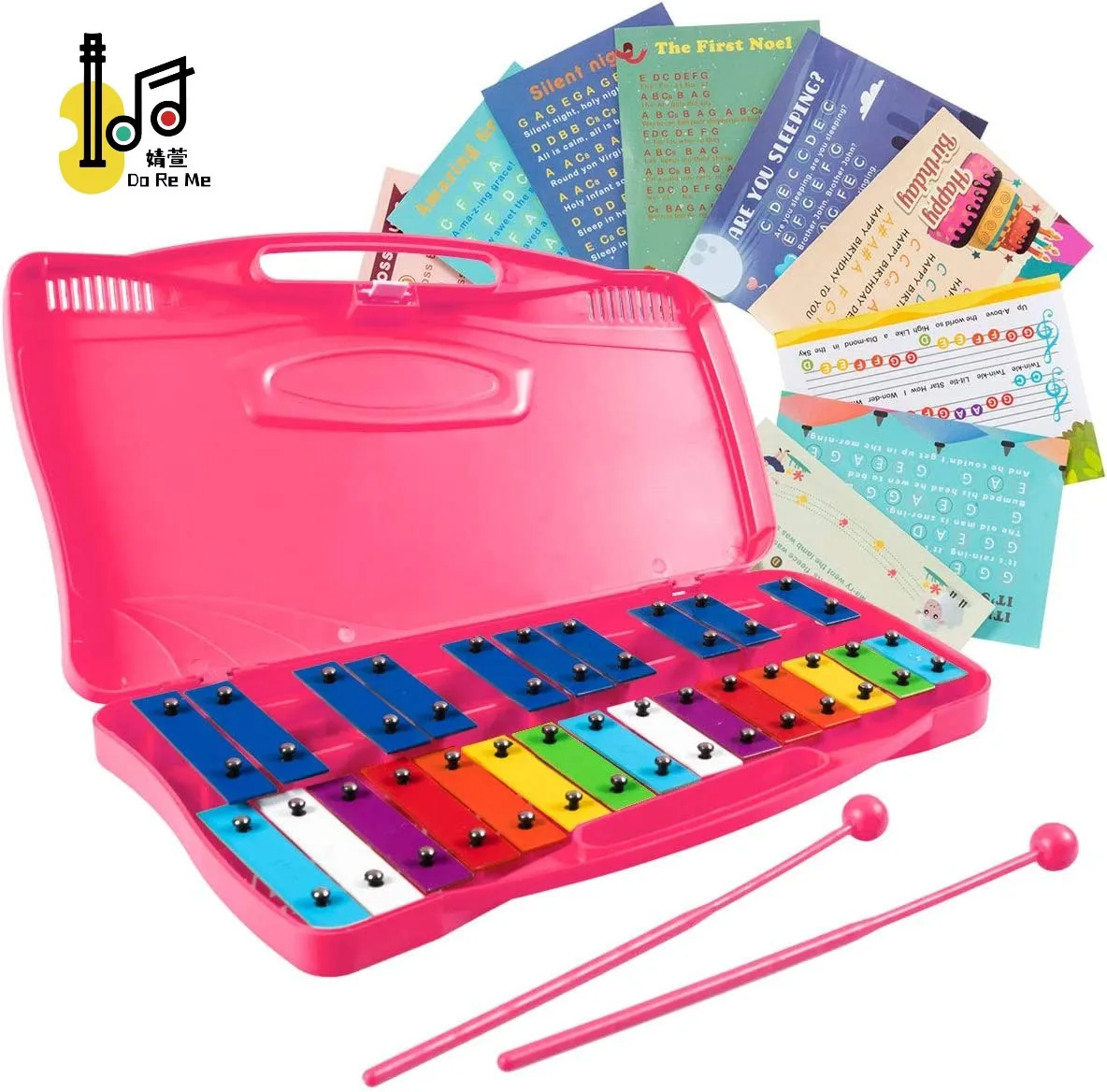 Xilofono 25 Tasti Per Bambini In Alluminio Colorati, Strumento Per Bambini Cromatico Glockenspiel Blu