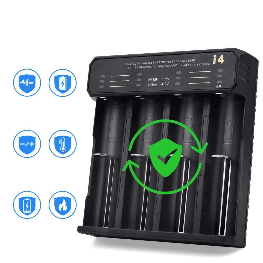 18650 Battery Charger with LED & Adjustable Speed up to 2A, for AA/AAA Rechargeables Battery