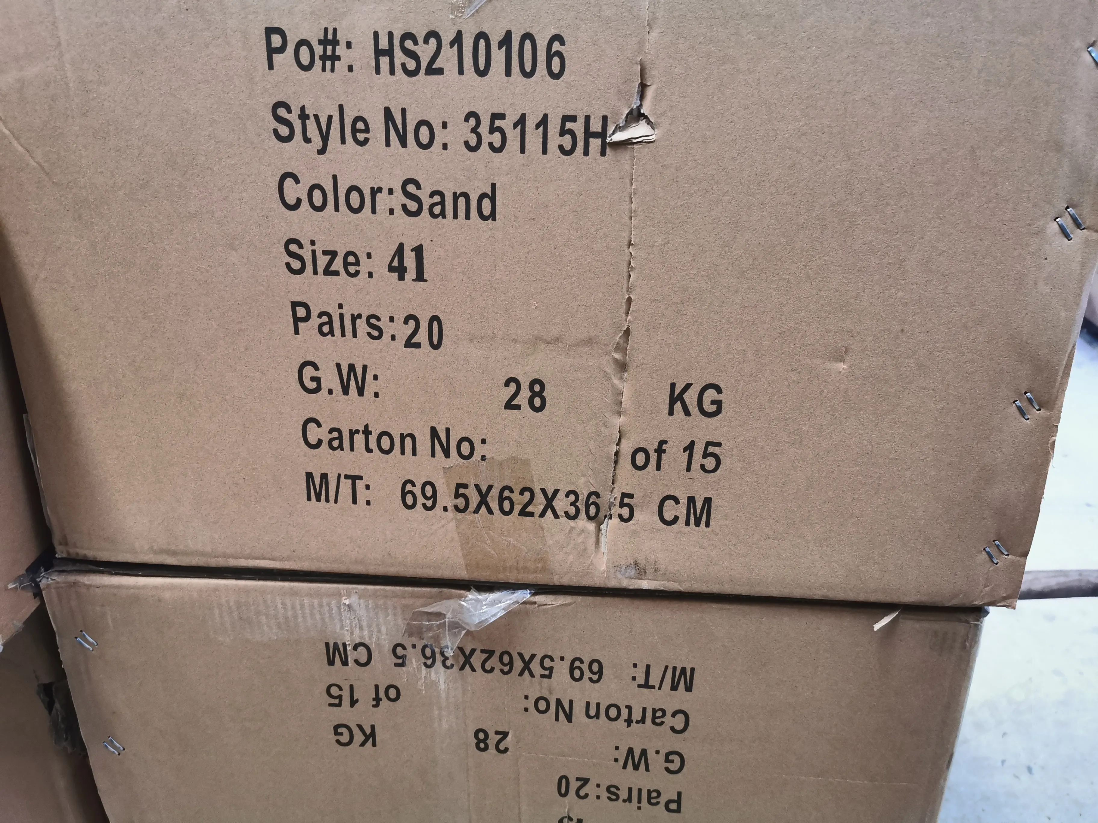 Packaging & shipping specifications