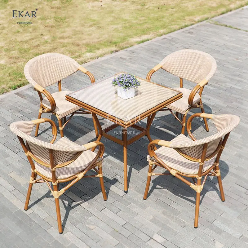 Outdoor Dining Table and Chairs Set - Durable Aluminum and Waterproof Fabric manufacture