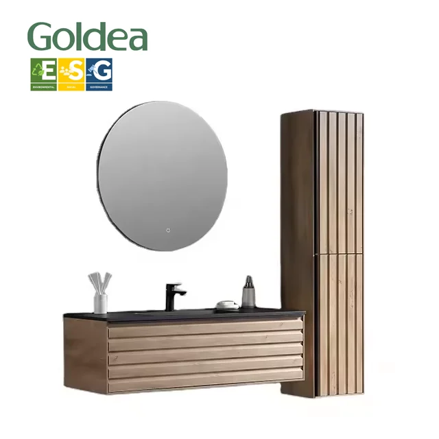 ESG Package Bathroom Vanity With LED Light and Mounted Wall Modern Style No Plastic EU Standard