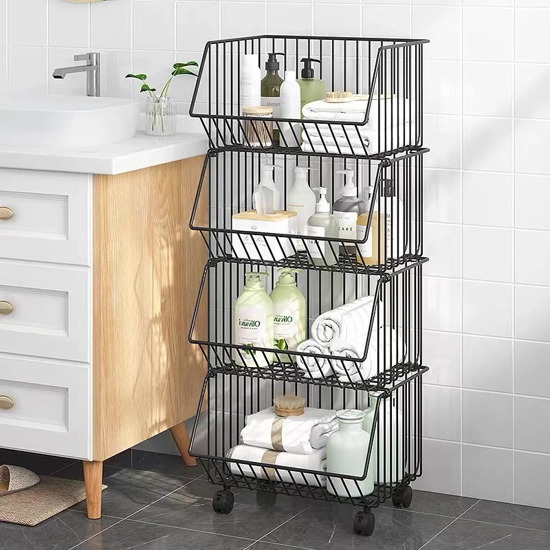 1/2/3/4/5 Tier Multi Purpose Stable Rotating Rolling Kitchen Trolley Cart Fruit Vegetable Basket Shelf Kitchen Storage Organizer