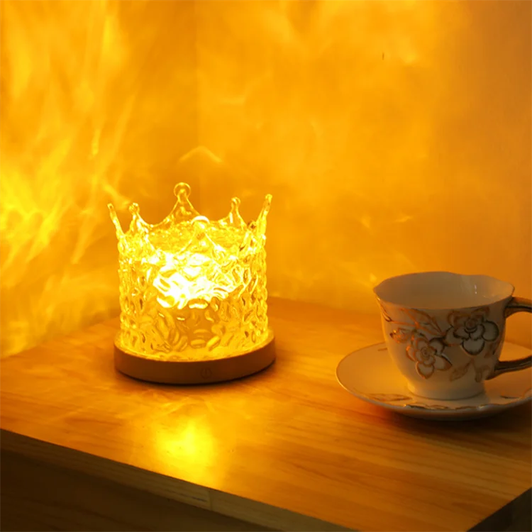 Rhythmic Water Pattern Lamp Wave Effect Dynamic Crown Light 16 Colors Gradual Usb Rotating Night Light for Bedroom