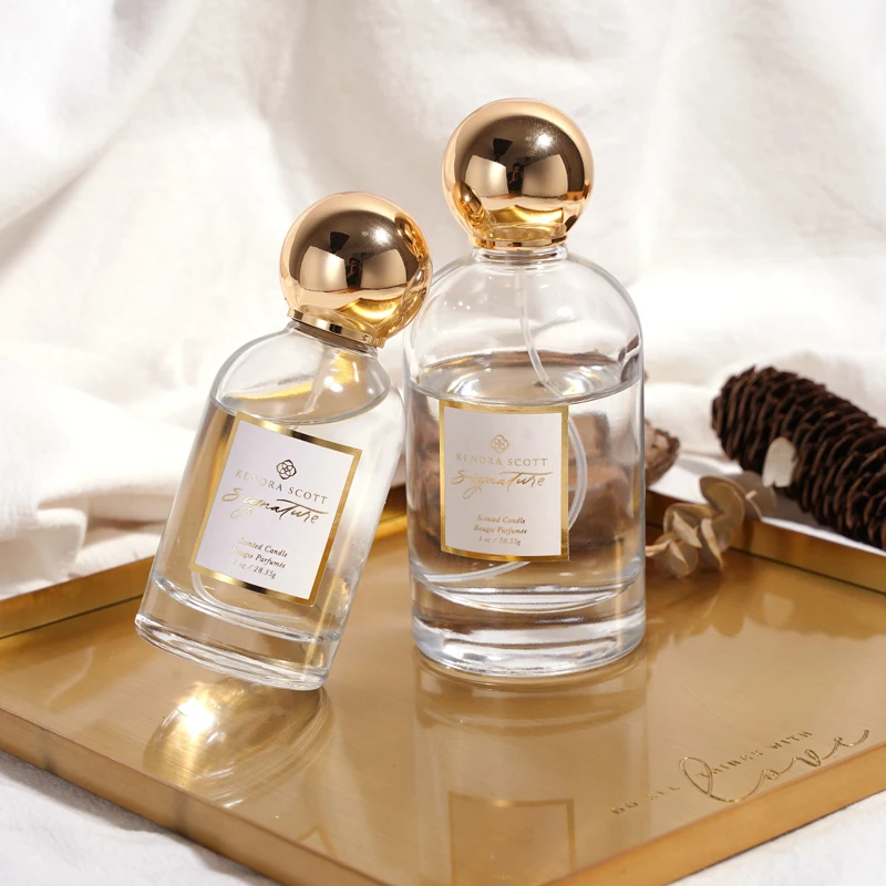 OEM Empty Round Zamac Gold Cap Perfume Glass Bottle 50ML 100ML Female Luxury Perfume Bottle