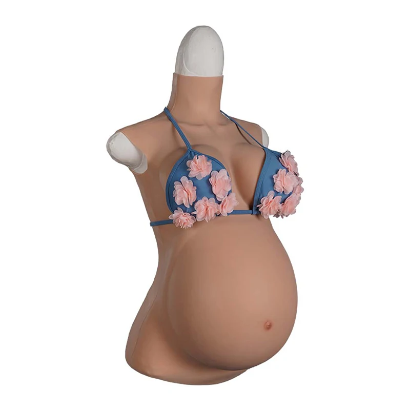 Skinless Silicone Breast Form Lightweight Real Month Silk Cotton Filling False Pregnancy Belly Photo Performance Props