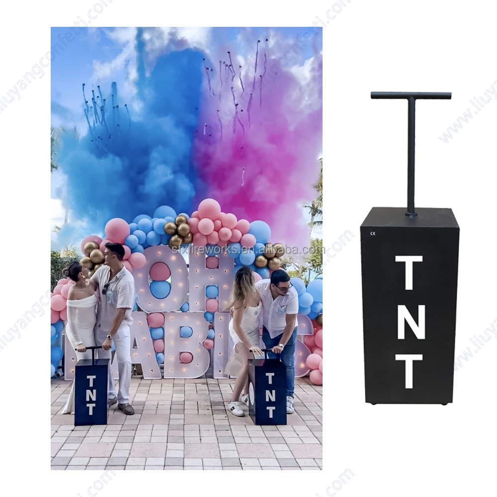 Electronic Remote Control Gender Reveal Smoke Machine Baby Shower Powder Fireworks Party Prop Colorful Confetti Cannon Machine