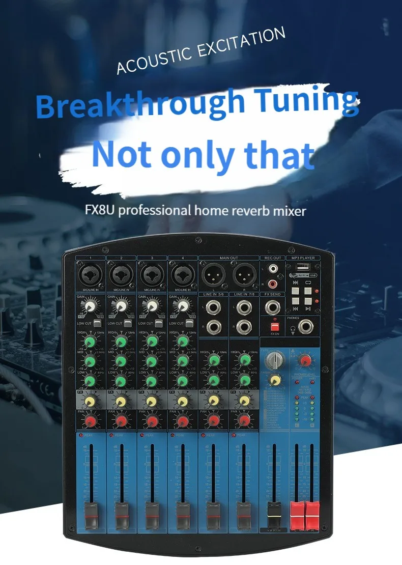 Tebo Factory Best Price Sound Mixer Professional Audio 4 Channels Mini