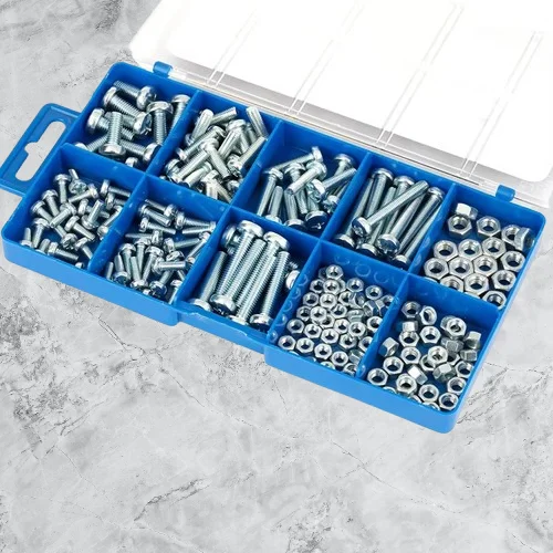 Zinc Plated Steel Heavy Duty Bolt and Nut Set 192PC Machine Screw and Nut Anti-Rust Construction Hardware Bolts Nuts
