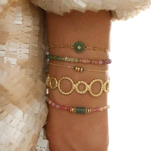 MW Wholesale Vintage Fine Jewelry Waterproof Hypoallernic Bracelets Bangles 18K PVD Gold Stainless Steel Bracelets Bangle