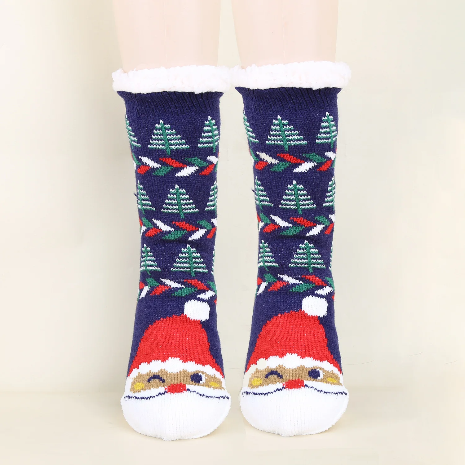 Custom Slipper Socks Santa Fuzzy Fluffy Thick Warm Winter Cozy Socks ...