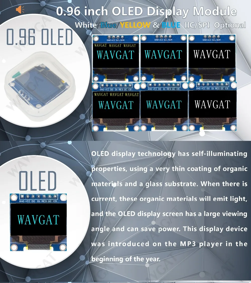 0.96 Inch OLED IIC Serial Display Module - 128x64 Resolution