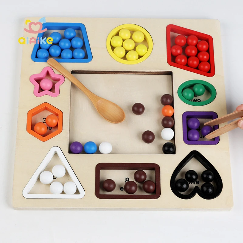 CPC CE Montessori Cognitive Number Shape Color Classification Clip Beads Game Toys Fine Motor Training Learning Educational Toys