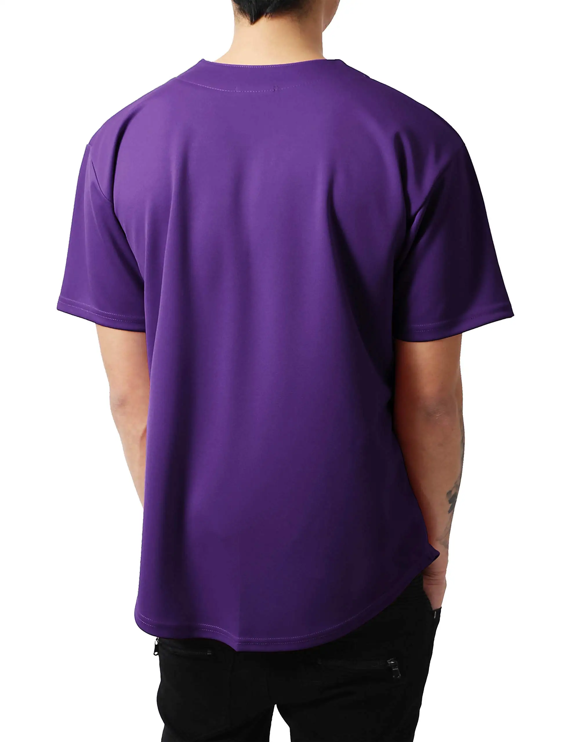 Source Good Quality Wholesale Blank 100% Polyester Full Button Purple Men  Women Baseball Jersey on m.
