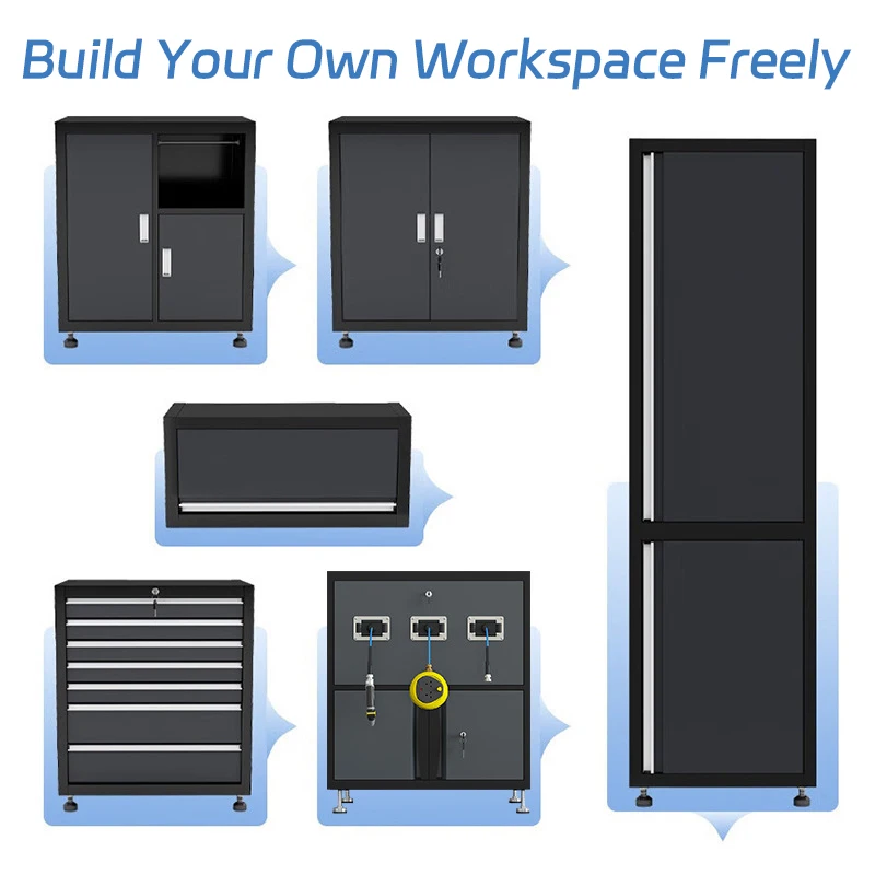 Garage Modular Workbench with Lockable Tool Cabinet and Multi Drawers