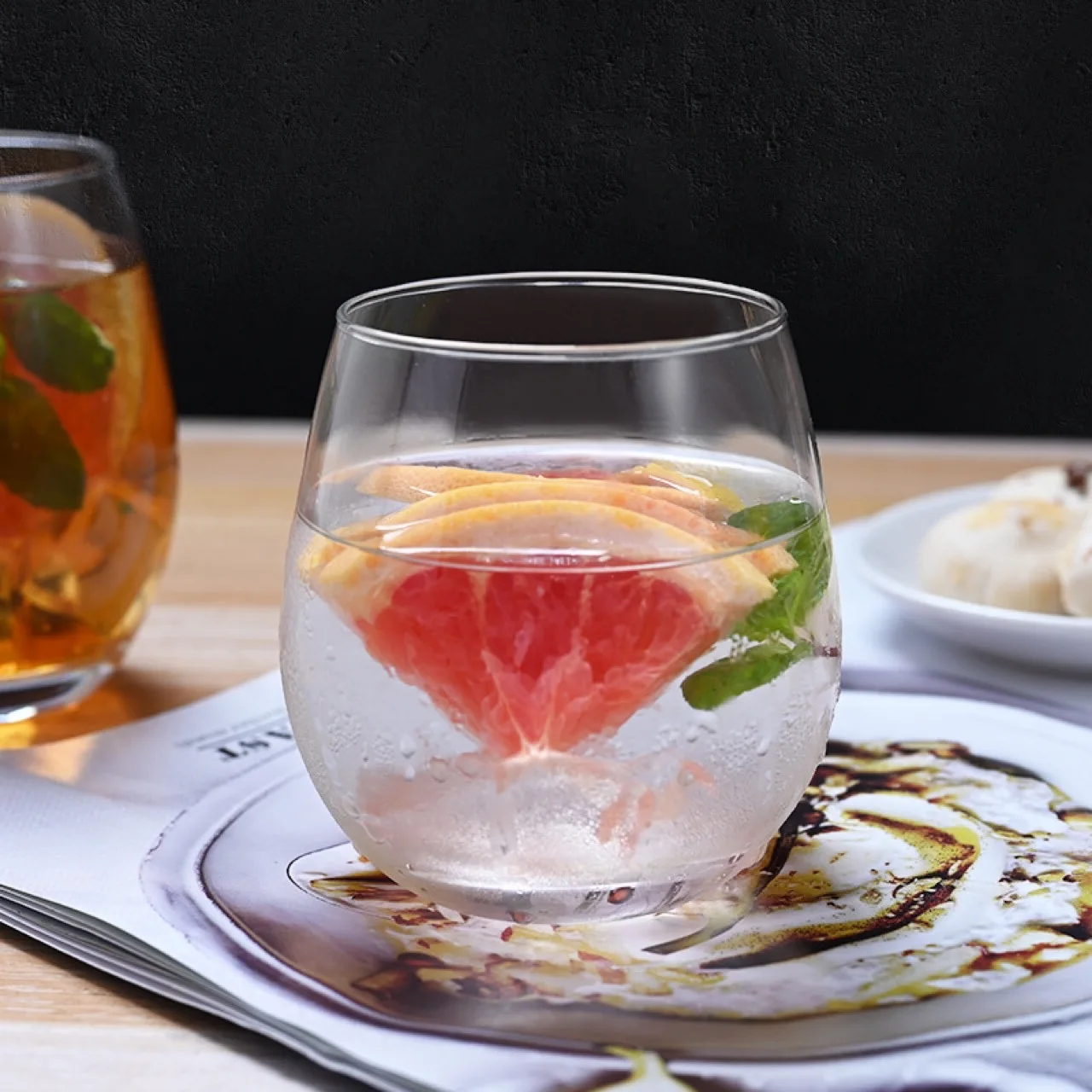 Custom Clear Stemless Egg-Shaped Red Wine Glass Cup Crystal Classic Vintage Minimalist Design Soda Lime Glass with Logo