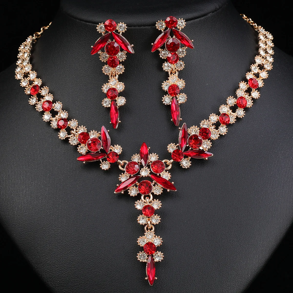 Crystal Bridal Jewelry Set - Necklace & Earrings