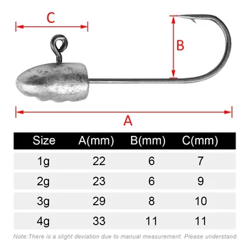 CHEERY 1g 2g 3g 4g Mini Ice Fishing Jig Head Hook Rockfish Barbed Finesse Fishing Hooks Soft Worm Jigging Tackle Bass Trout – Soft Lure – view 4
