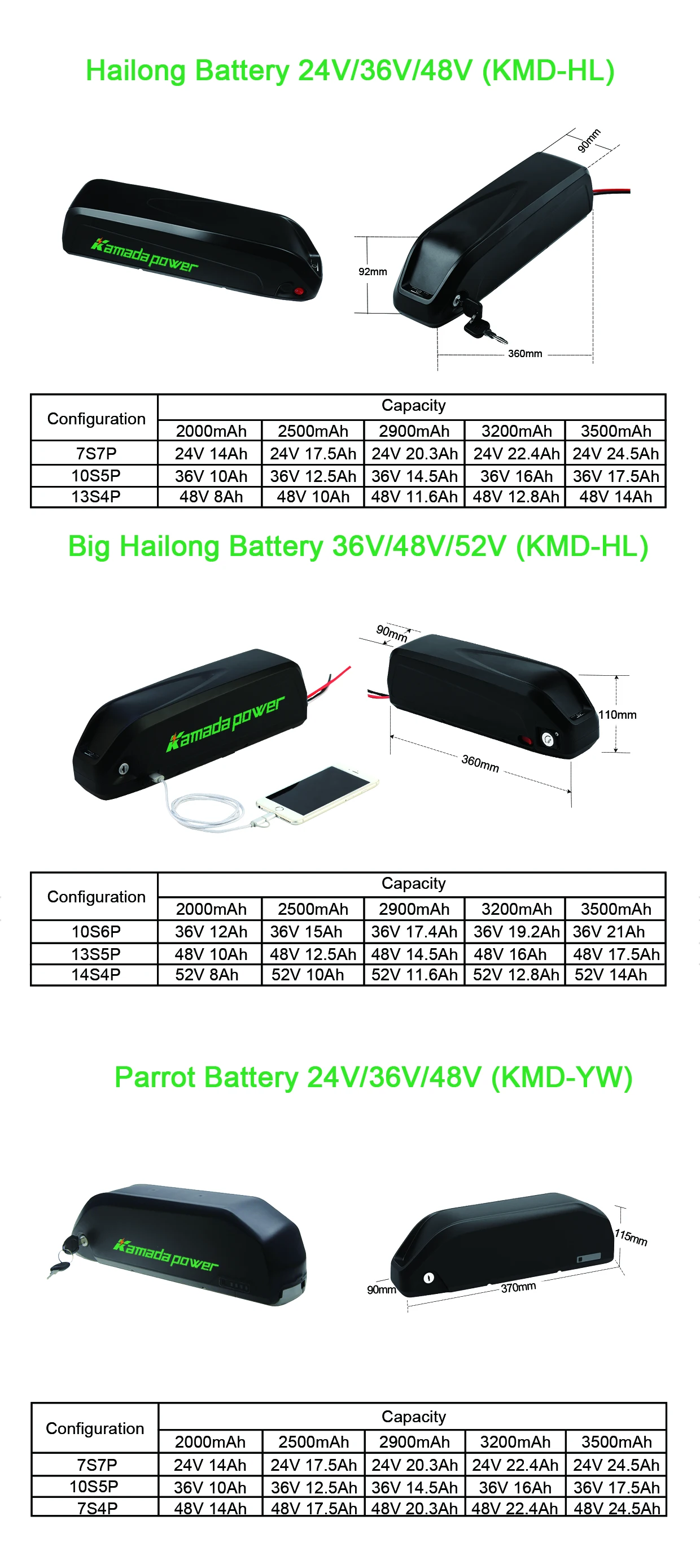 Hailong High Power Lithium Ion Battery 48v 1000w For Electric Bike 36v ...