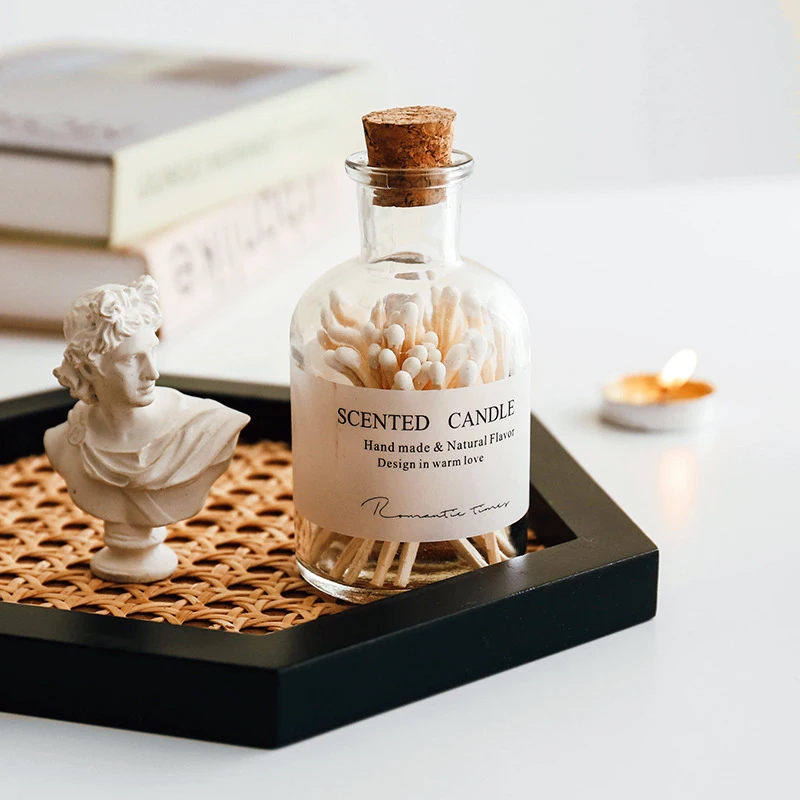 Безопасные сочетания в аптечной стеклянной бутылке, аксессуар для свечи, подставка с цветными наконечниками, набор из 50 спичек