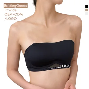 Hot Sale Nude Ladies Comfortable Bandeau Adhesive Bra Strapless Sticky Push up Lift Bustier Padded Seamless Bras for Women