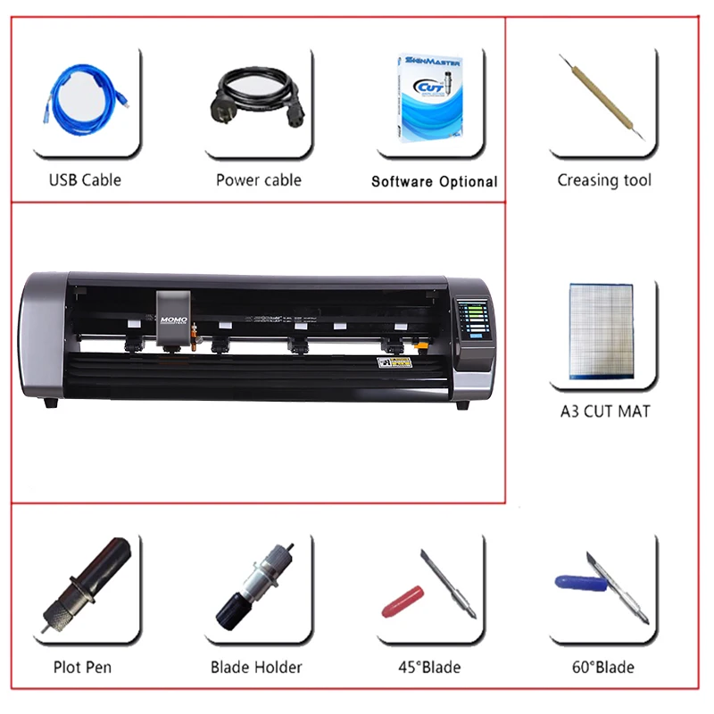 MOMOTECH 720mm Double Head Automatic Vinyl Cutter Graph Arms with Contour Cutting and Camera Servo Driver