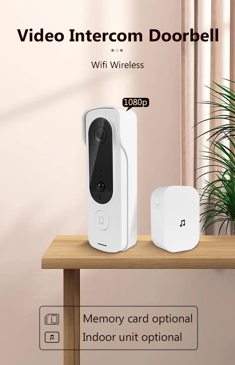 Умный дверной звонок с камерой видеозвонок Wi-Fi беспроводной питанием от переменного тока и