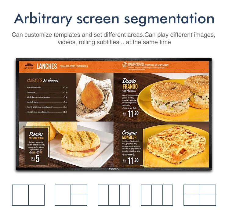 LCD Restaurant Digital Menu Board Display Screen Call Menubar Digital Signage