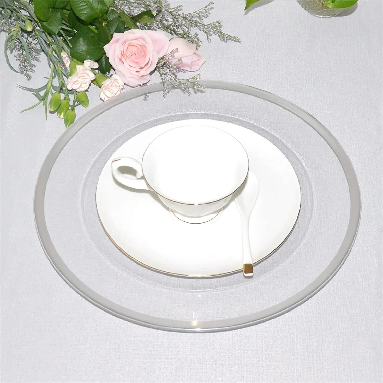 Clear And Black Rim Charger Plates Wedding Table Decoration Plastic