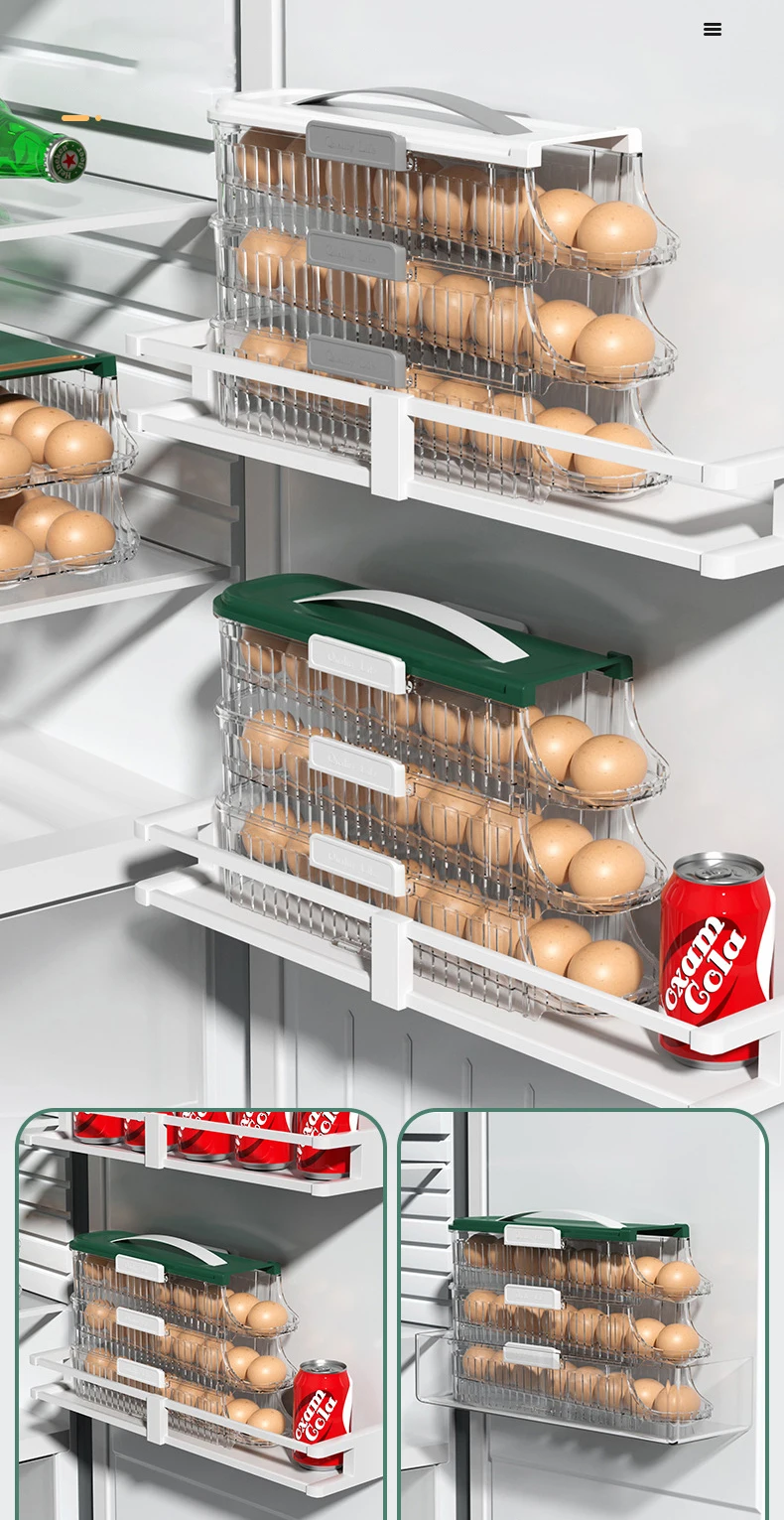 Ds1863 Transparent Drawer Container Plastic Eggs Basket Container