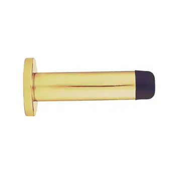 Cylindrical Brass Door Stop with Rose Rubber Bumper Wall Mounted Door Stopper for Home Office Kitchen Hotel or Hospital Use