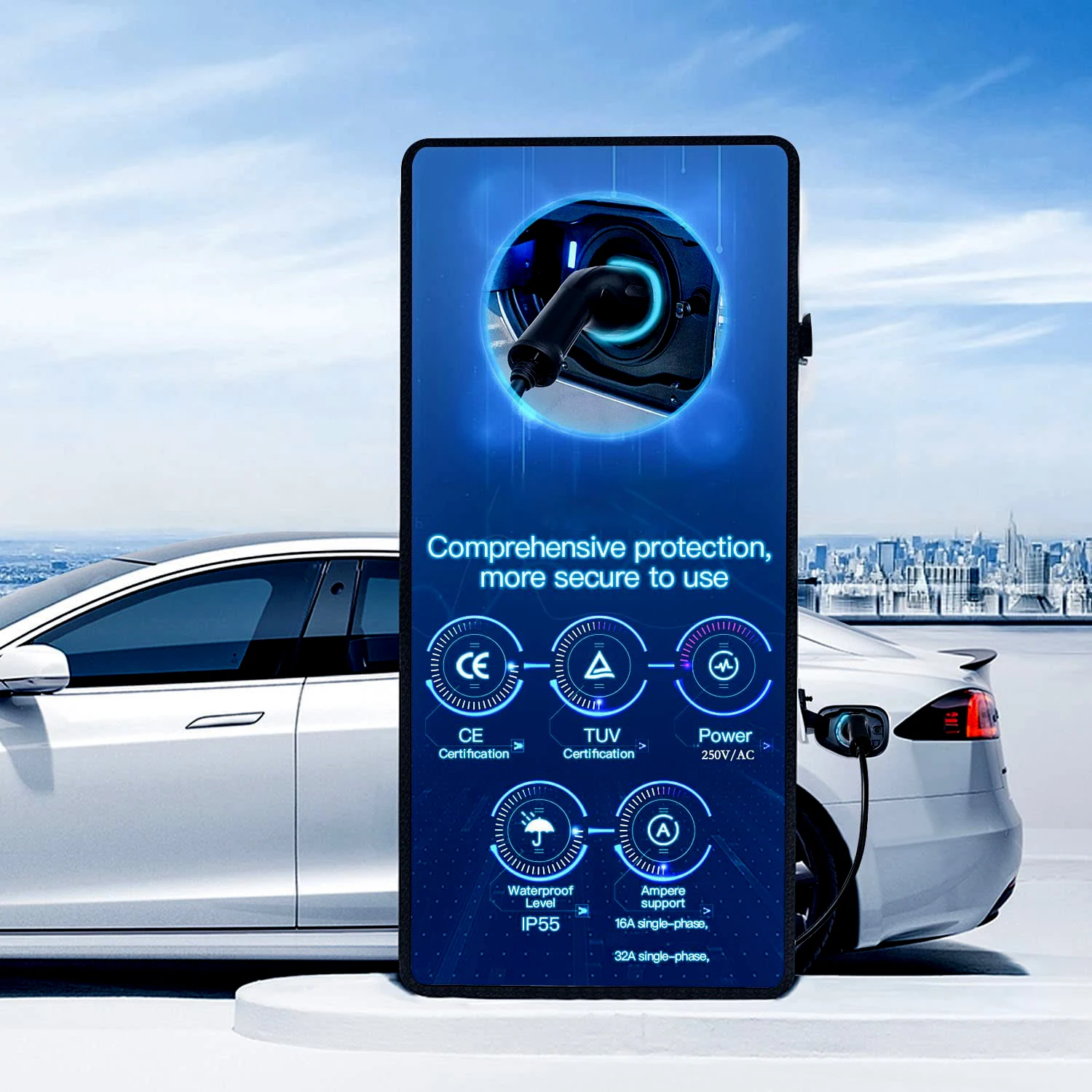 Type 2 Charging Cable 10M Type 2 to Type 2 EV 32A Electric Vehicle Charging Cable Single Phase Mode 3 7.4KW with Free Bag