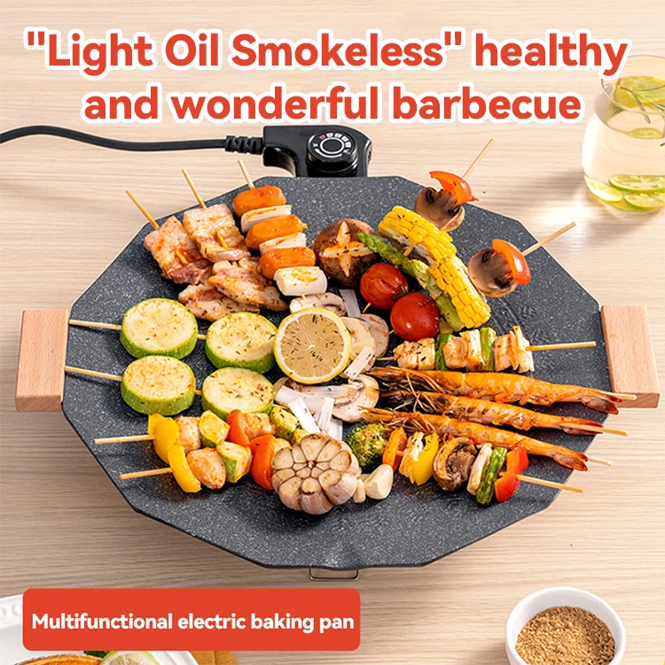 Bbq Grill 800w Round Electric Griddle Flapjack Round Grill For 2/4