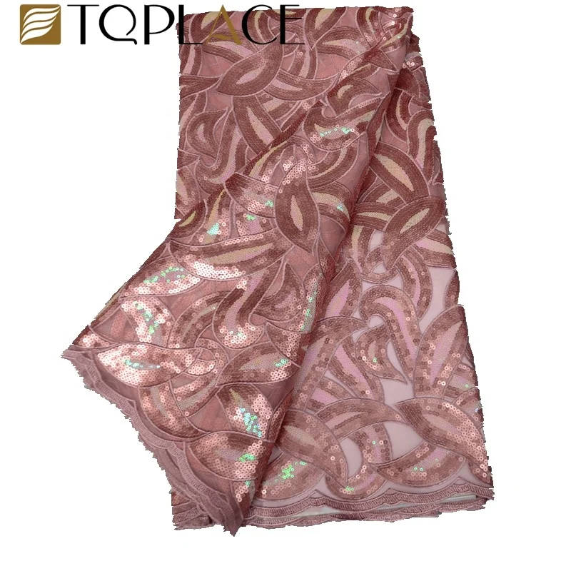 New products High Quality African Sequins Lace Fabric  Net Embroidery Tulle Lace